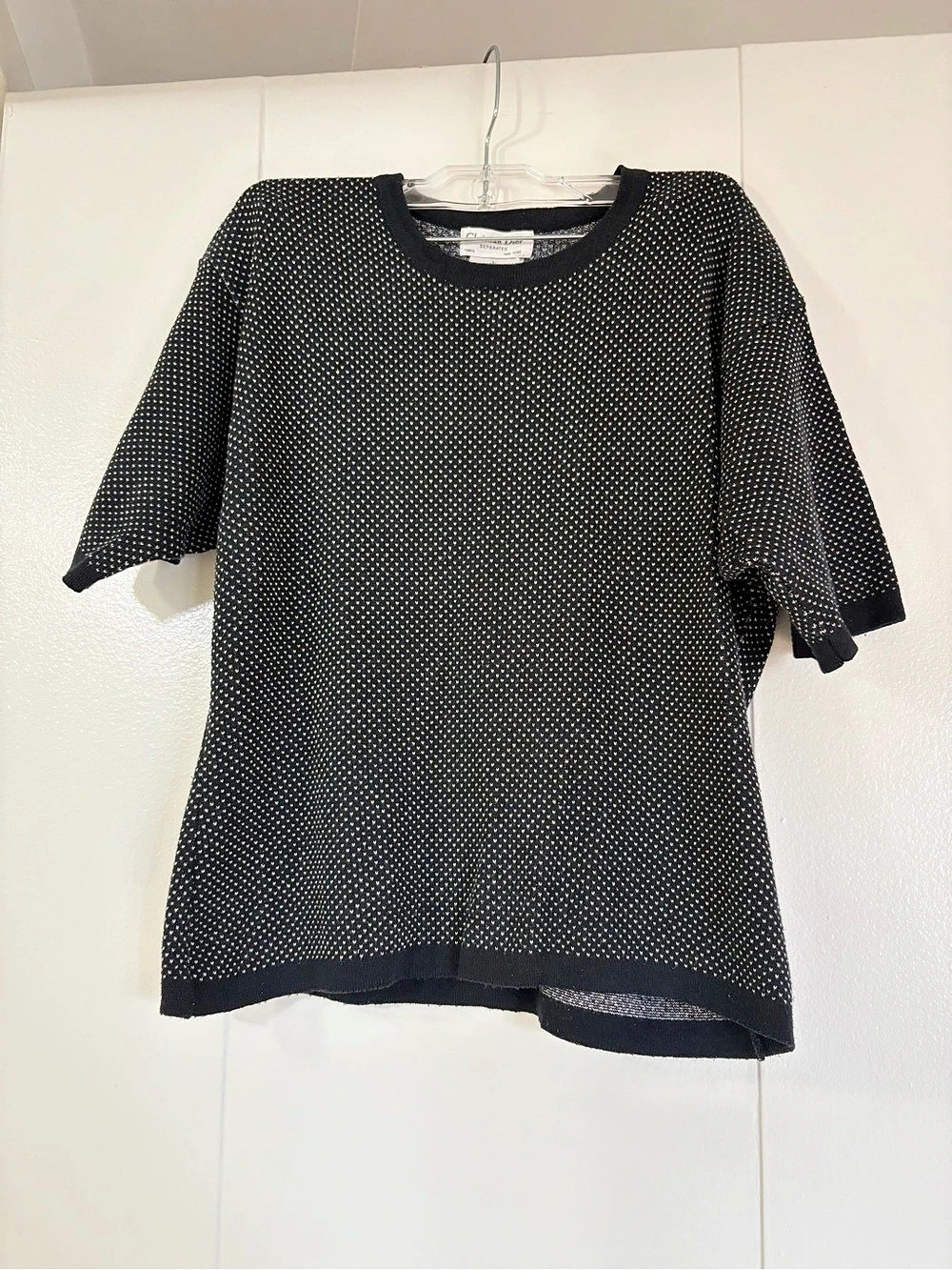 Christian Dior Geometric Knit Sweater Tee in Black & White